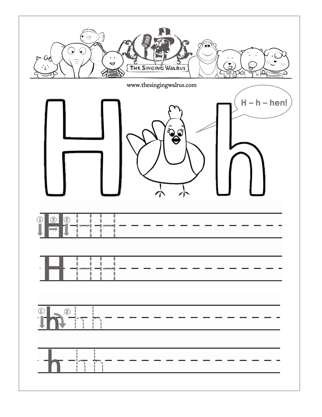 Learning The Letter H Worksheets