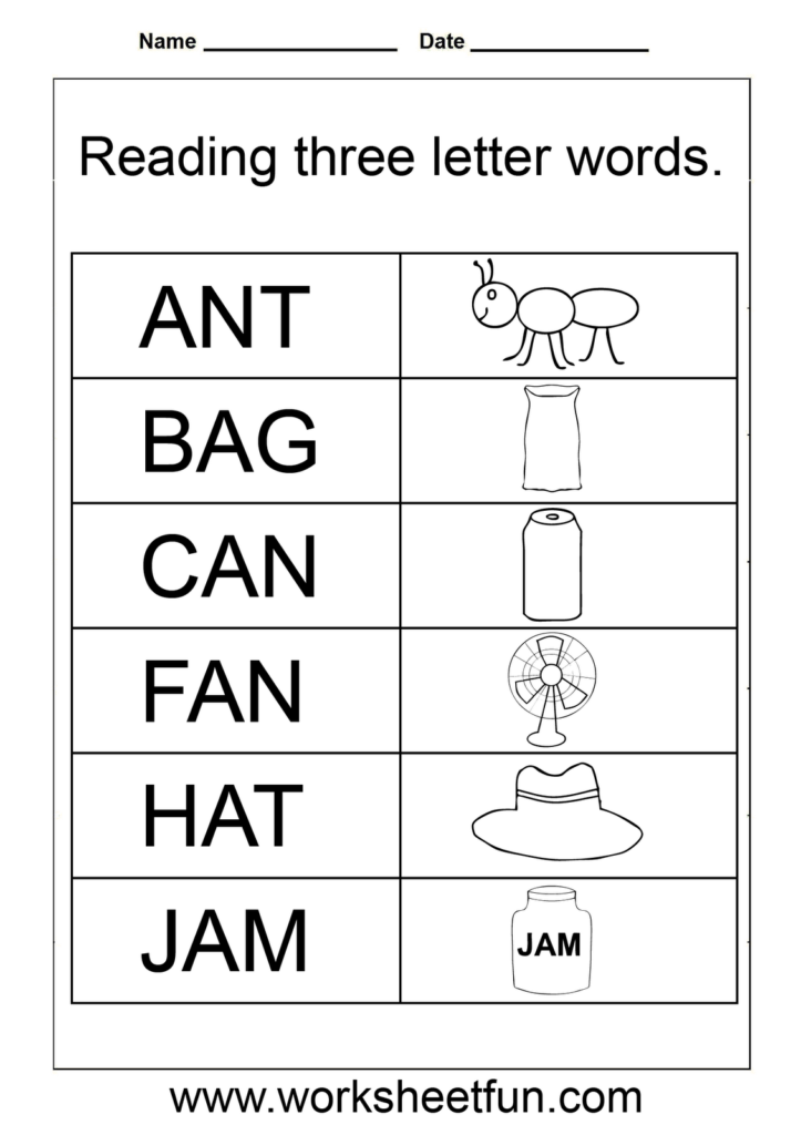 3 Letter Words Worksheets For Kindergarten | Spelling With Alphabet Worksheets For Ukg