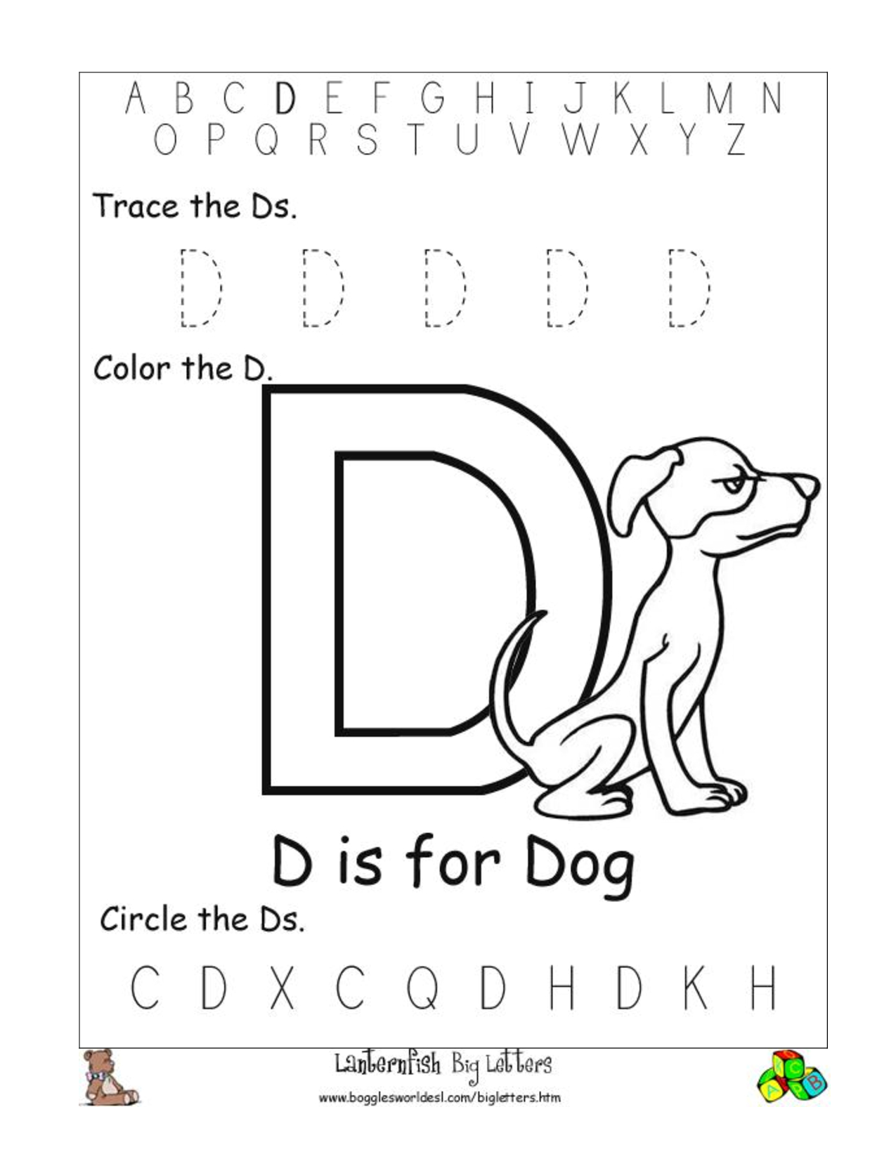 Letter D Worksheets Free Printables AlphabetWorksheetsFree