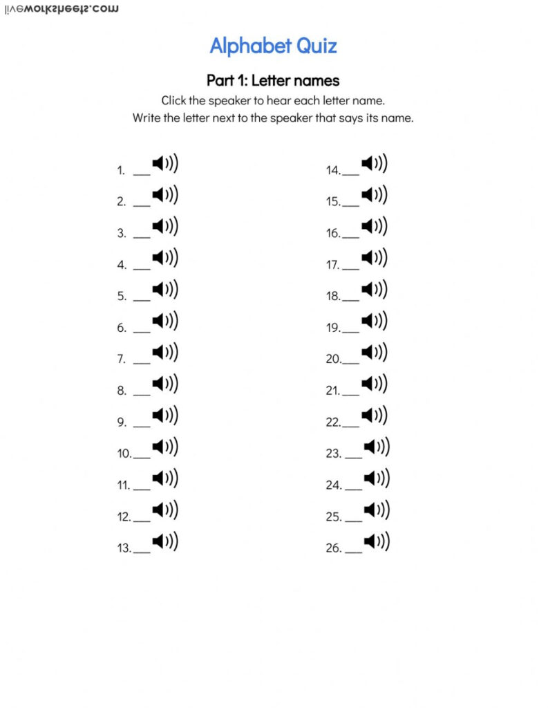 Alphabet Names And Sounds Quiz   Interactive Worksheet Within Alphabet Exercises In Spanish