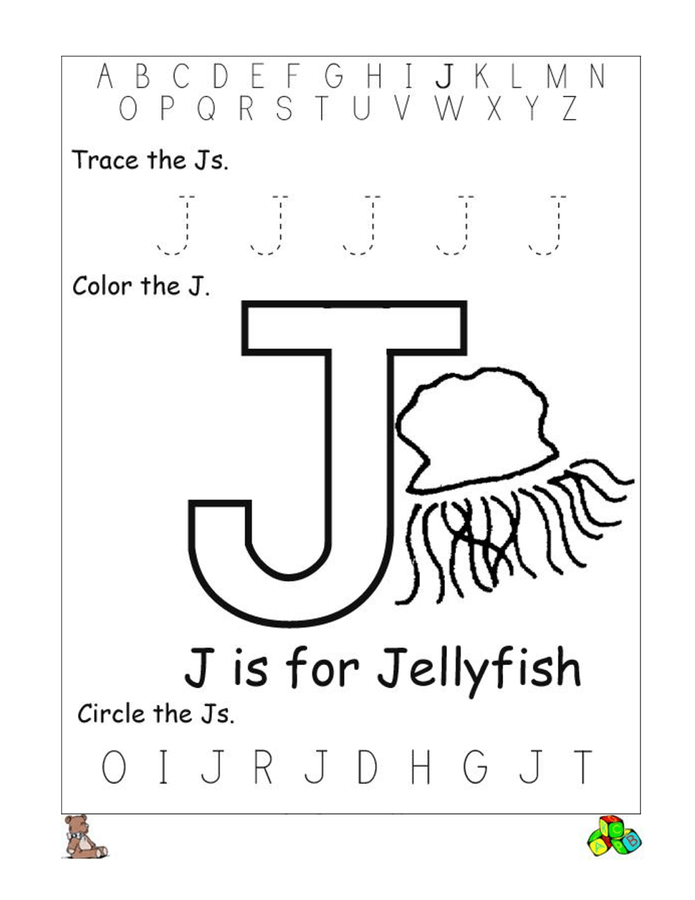 Letter J Worksheets Twisty Noodle Alphabetworksheetsfreecom Letter J Worksheets For 