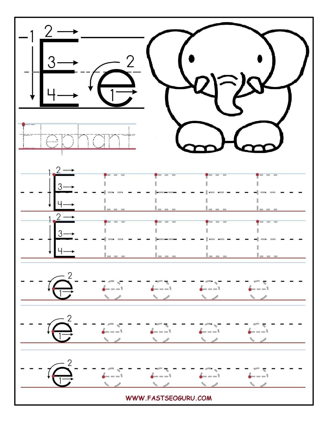 E Worksheet For Preschool