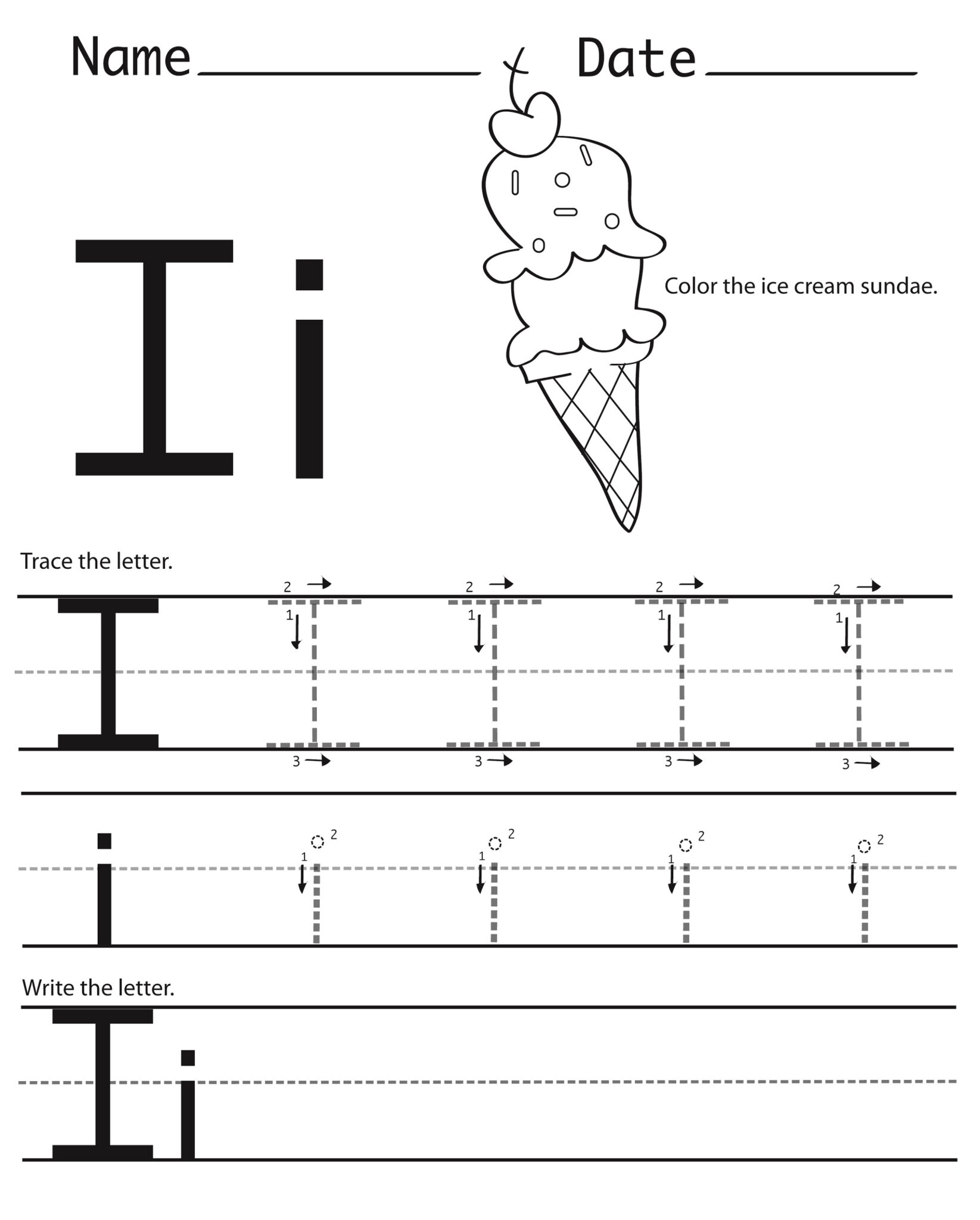 Free Letter I Worksheets | Activity Shelter for Letter Ii Worksheets ...