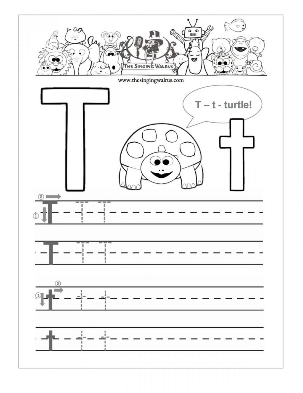 Writing The Letter T Worksheets