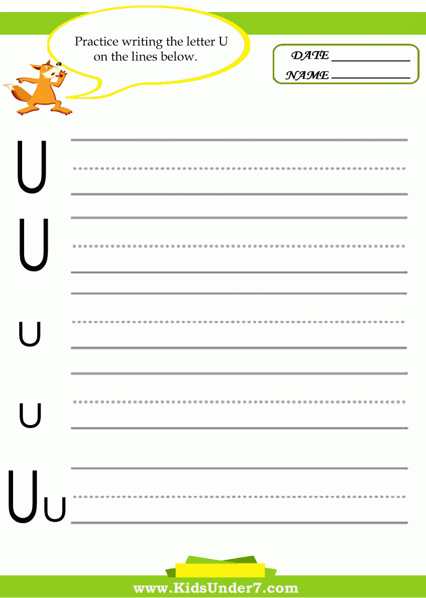 Letter U Worksheets Handwriting Kindergarten AlphabetWorksheetsFree