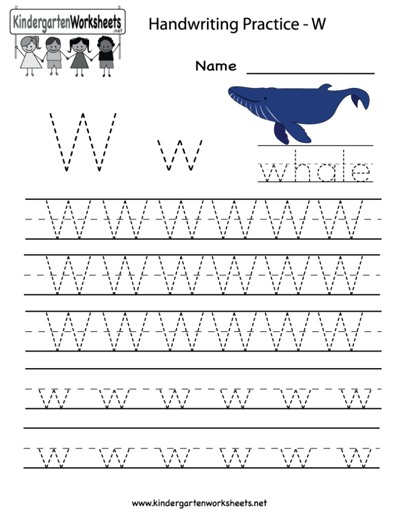 Kindergarten Letter W Writing Practice Worksheet Printable Regarding W Letter Worksheets