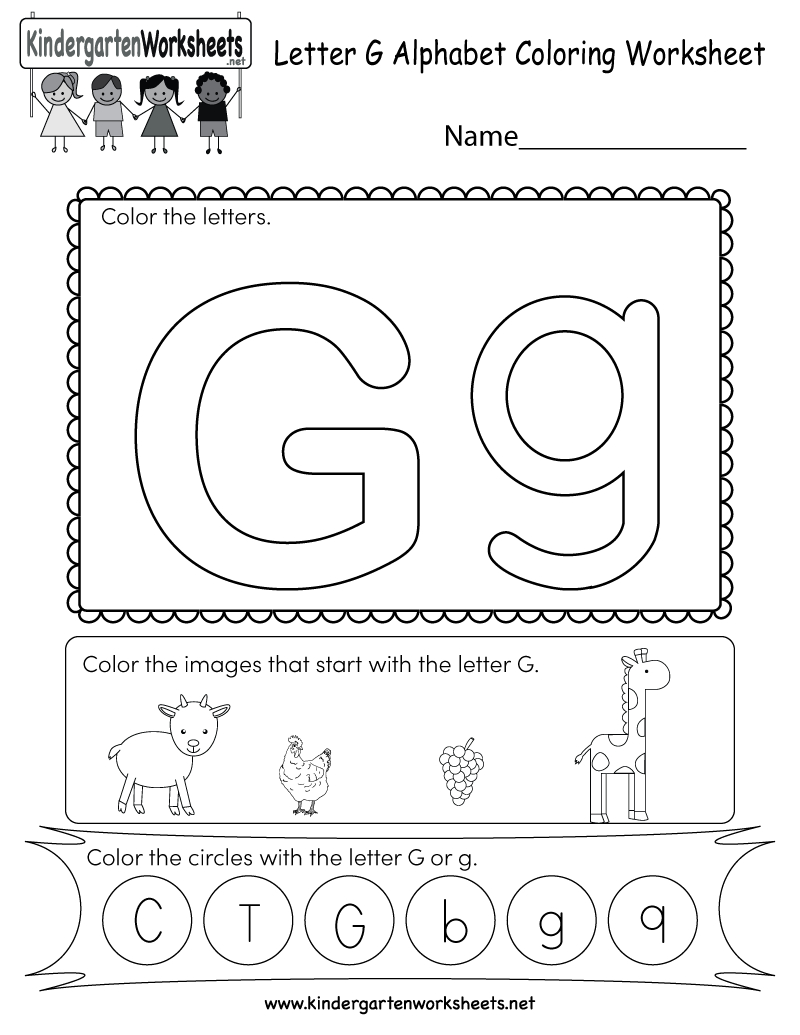 Letter G Coloring Worksheet - Free Kindergarten English intended for Letter G Worksheets For Kinder