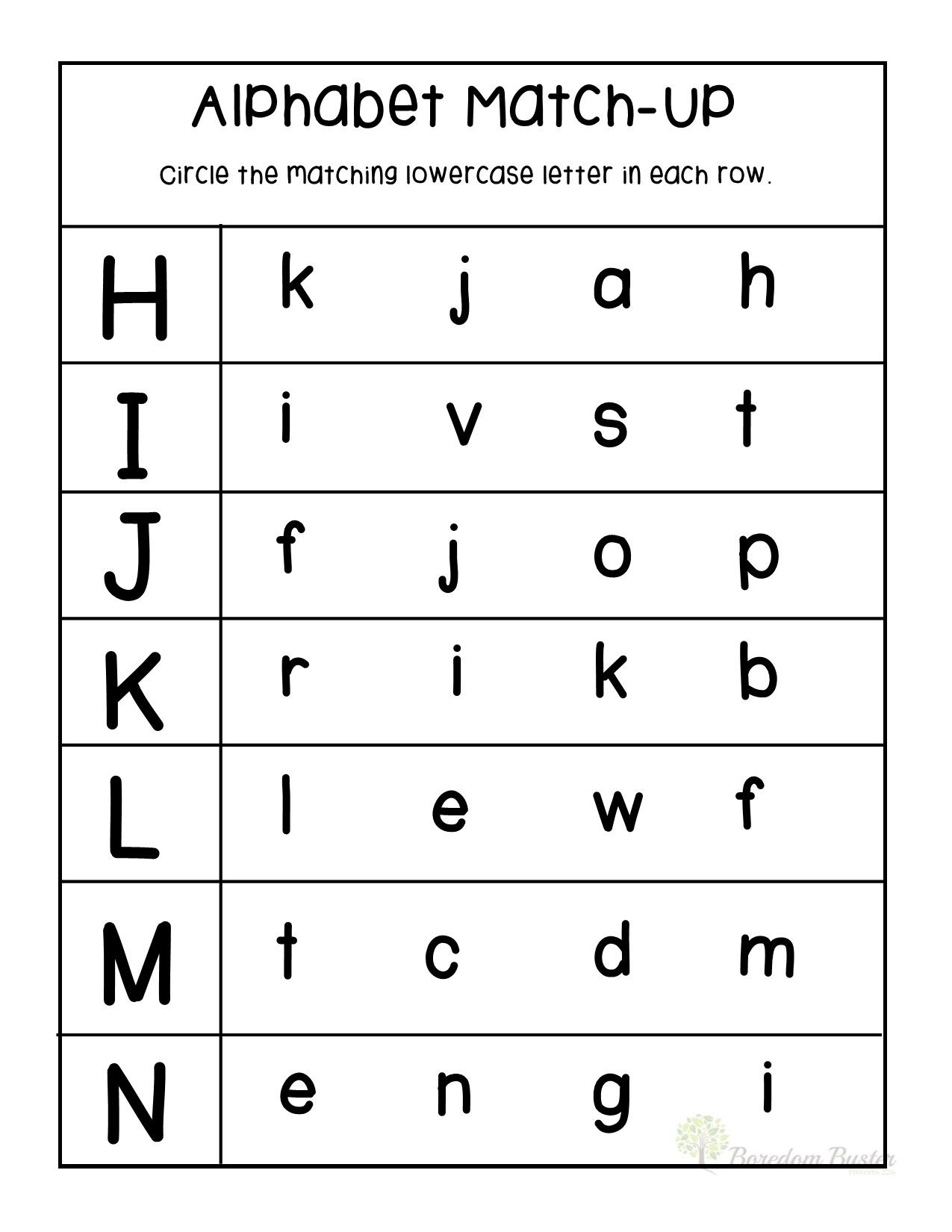 Alphabet Worksheets Matching BA1