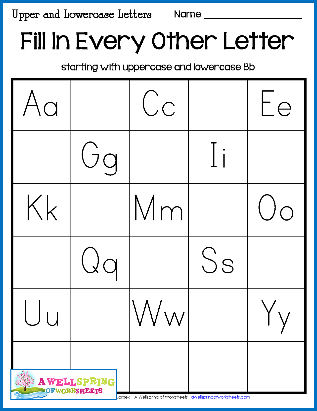 Alphabet Worksheets Fill In The Missing Letter | AlphabetWorksheetsFree.com