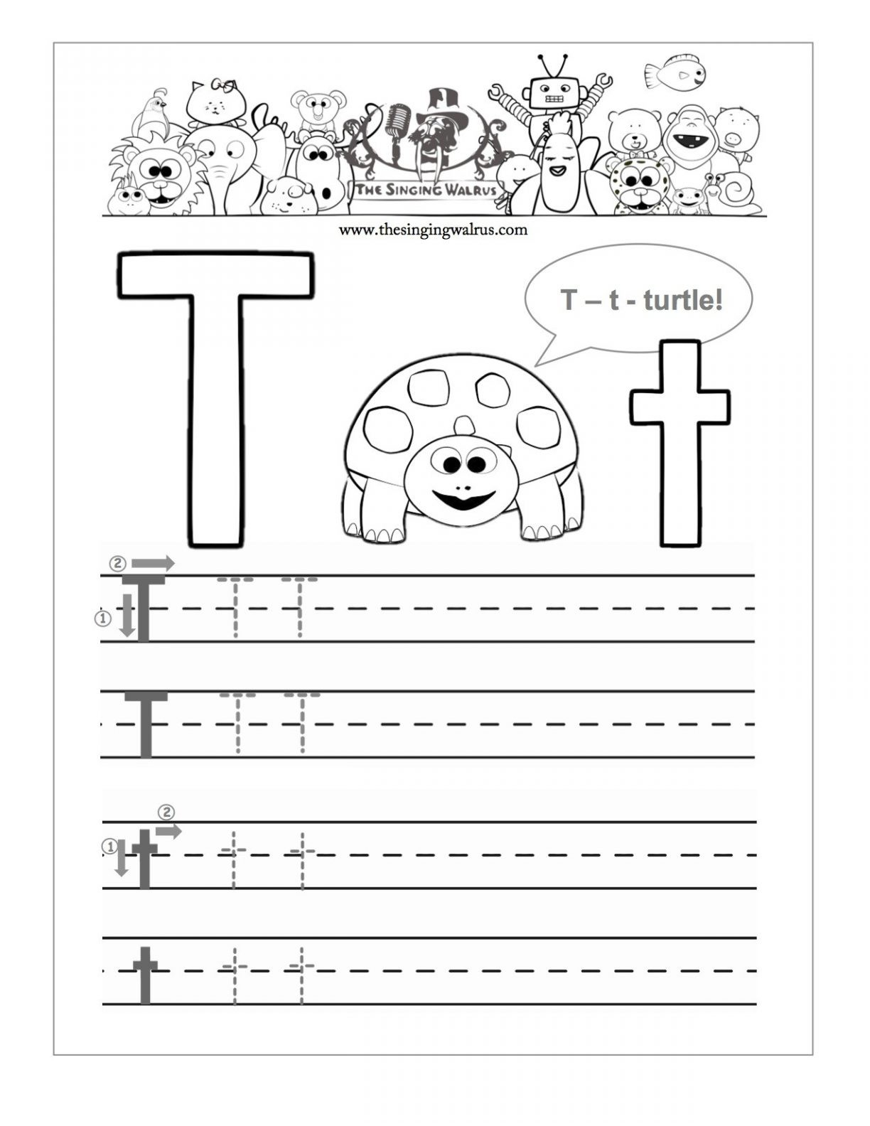 free printable letter t coloring worksheet for kindergarten - preschool ...
