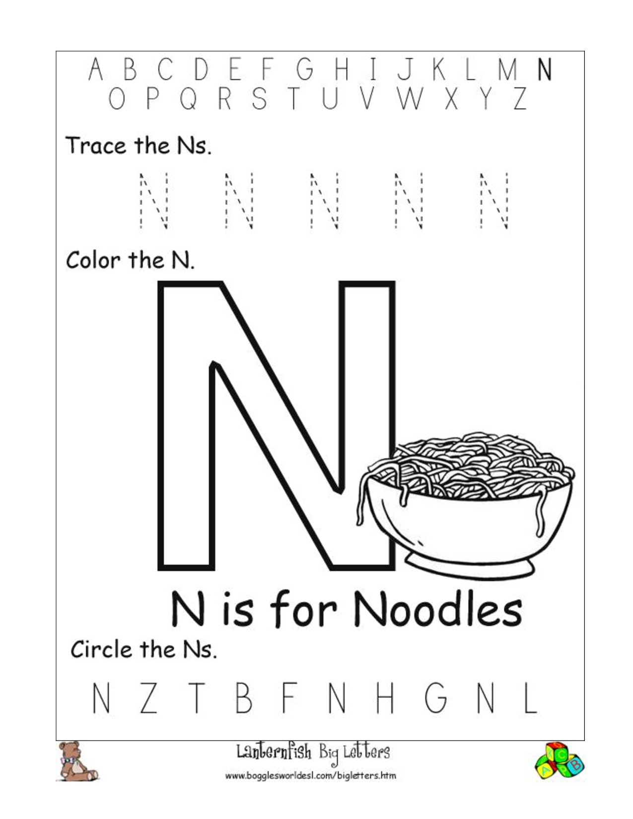 Letter N Worksheets For Preschool AlphabetWorksheetsFree