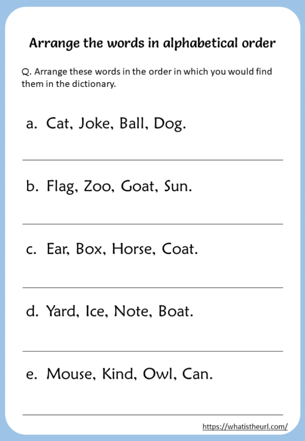 Alphabetical Order Worksheets With Answers