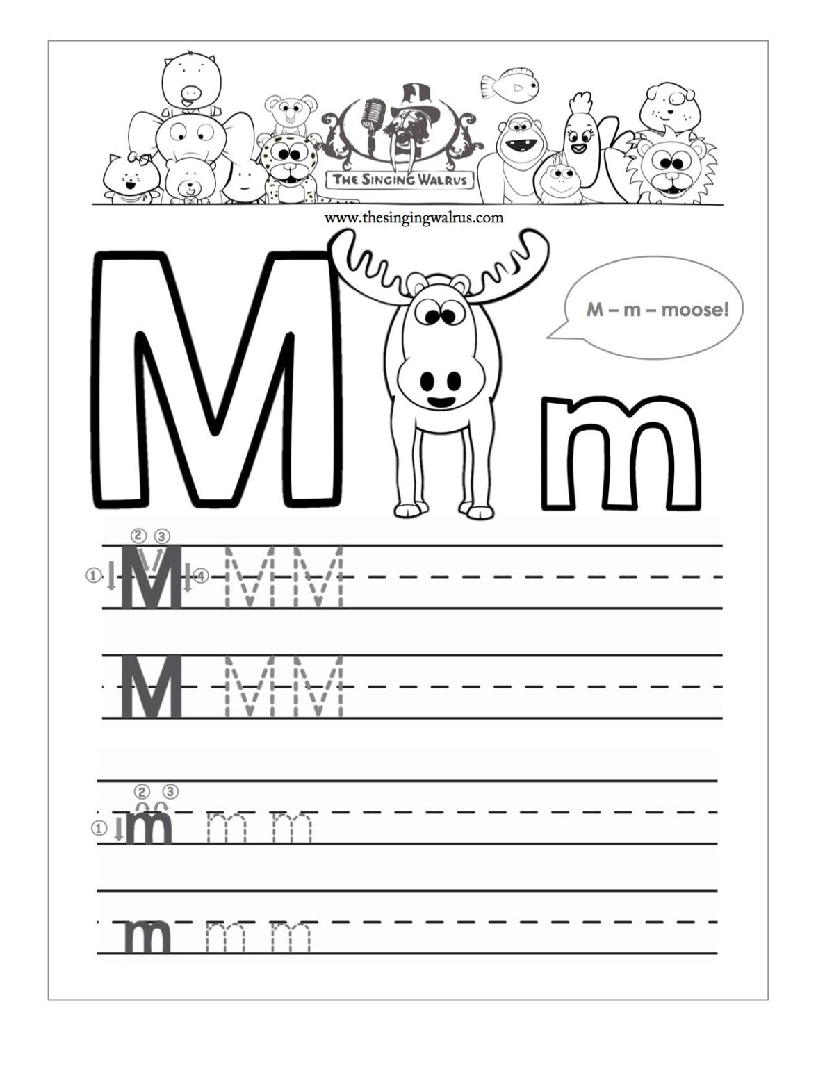 Beautiful Letter M Writing Worksheet Educational Worksheet Throughout Letter M Tracing 