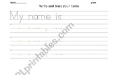 English Worksheets: Write And Trace Your Name with regard to Name Tracing Document