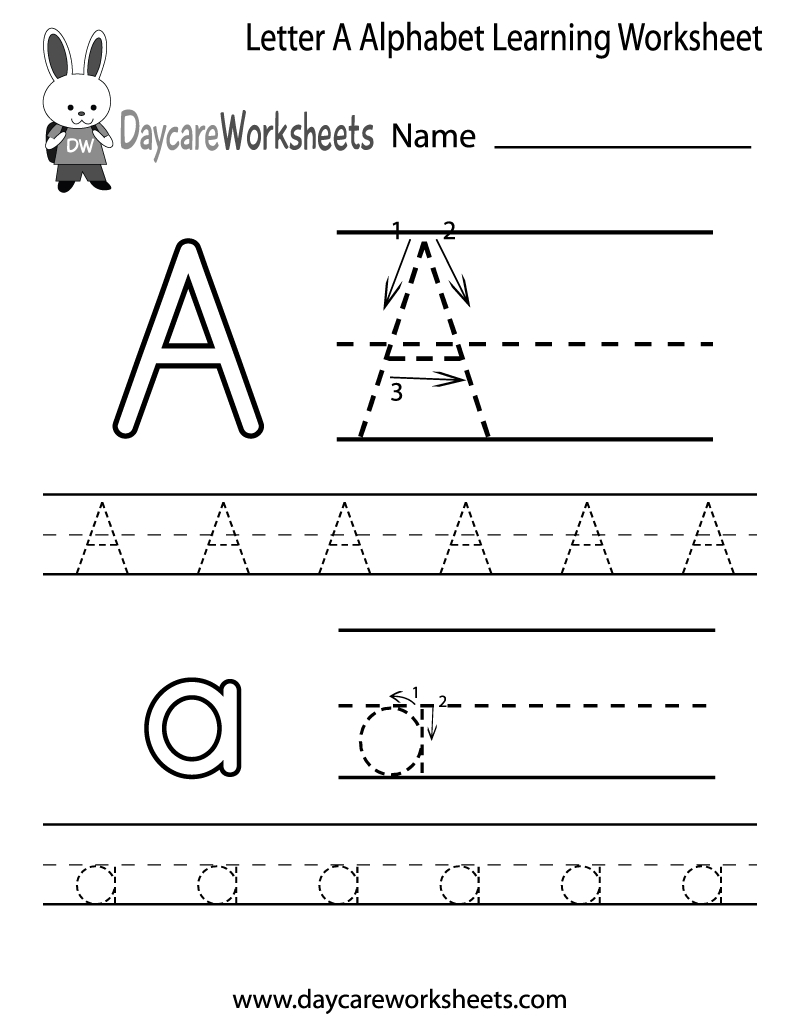 Free Letter A Alphabet Learning Worksheet For Preschool with Letter A Worksheets Preschool Free