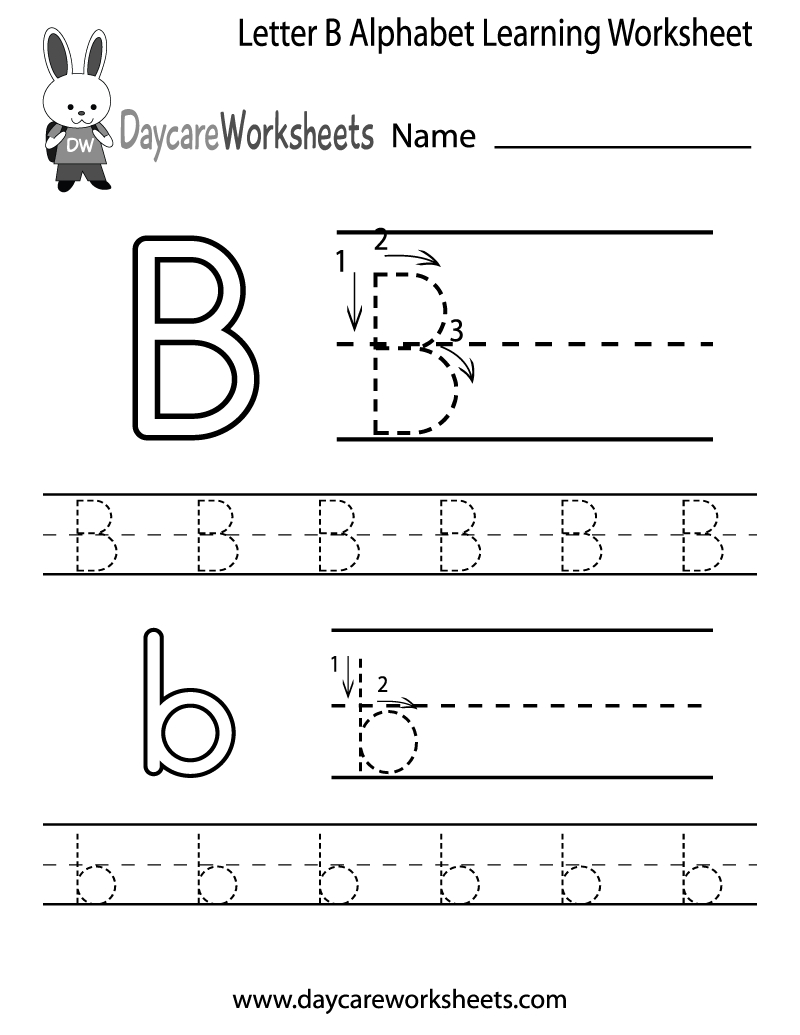 Free Printable Letter B Alphabet Learning Worksheet For for Letter B Worksheets Free Printables