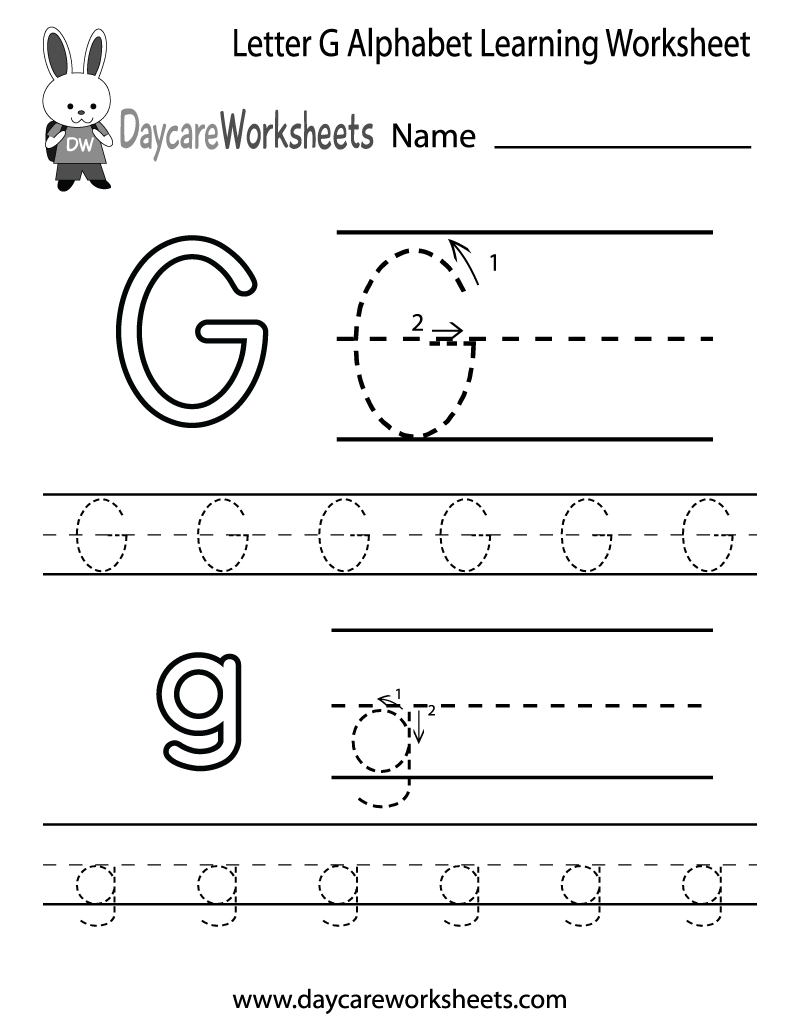 Free Printable Letter G Alphabet Learning Worksheet For within Letter G Worksheets Printable