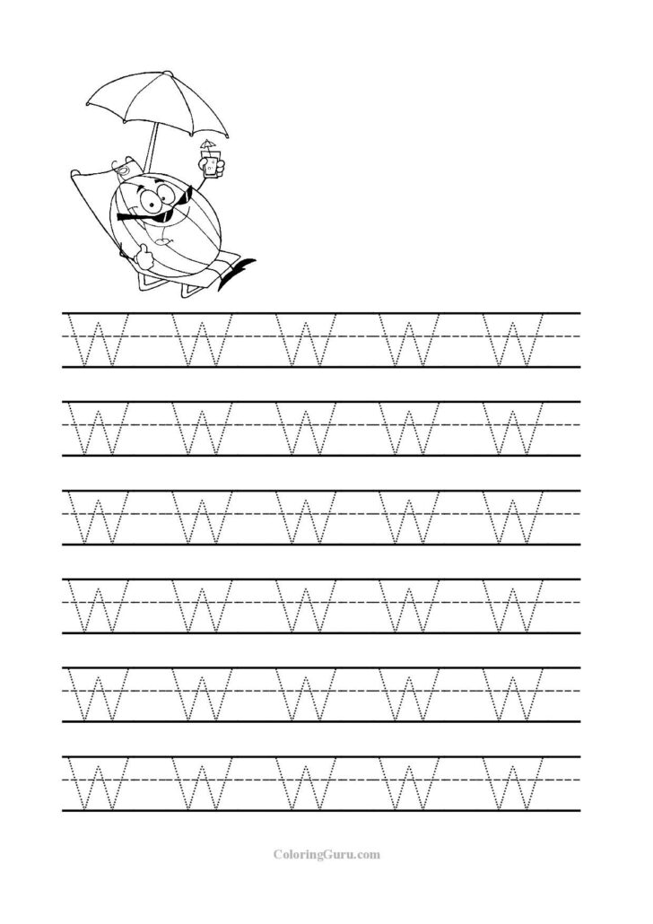 Letter W Tracing Sheet  AlphabetWorksheetsFree.com