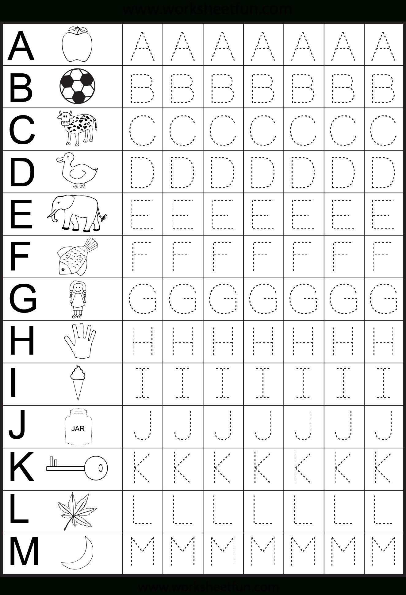 Pre K Worksheet Alphabet Tracing