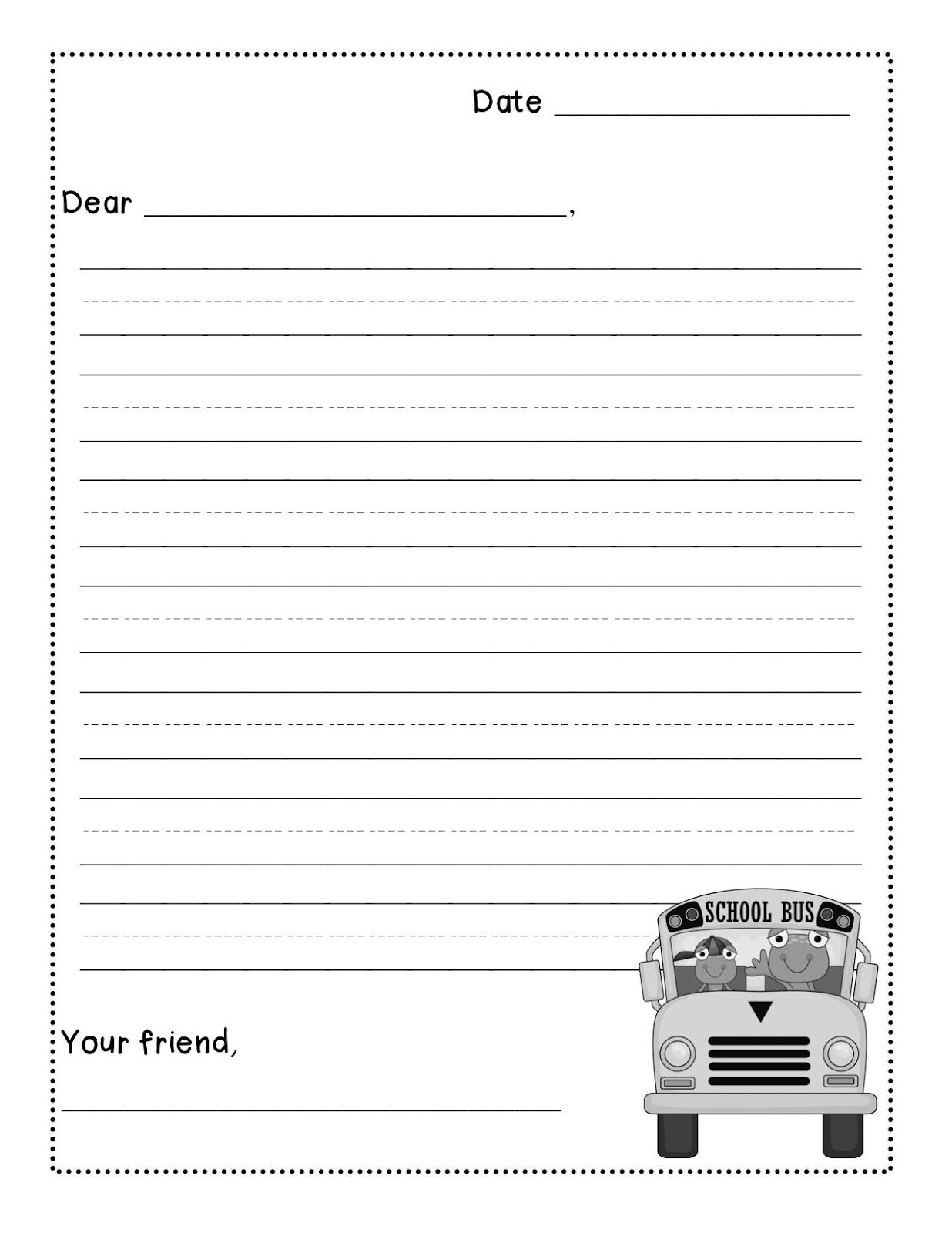 Free Printable Friendly Letter Writing Worksheets