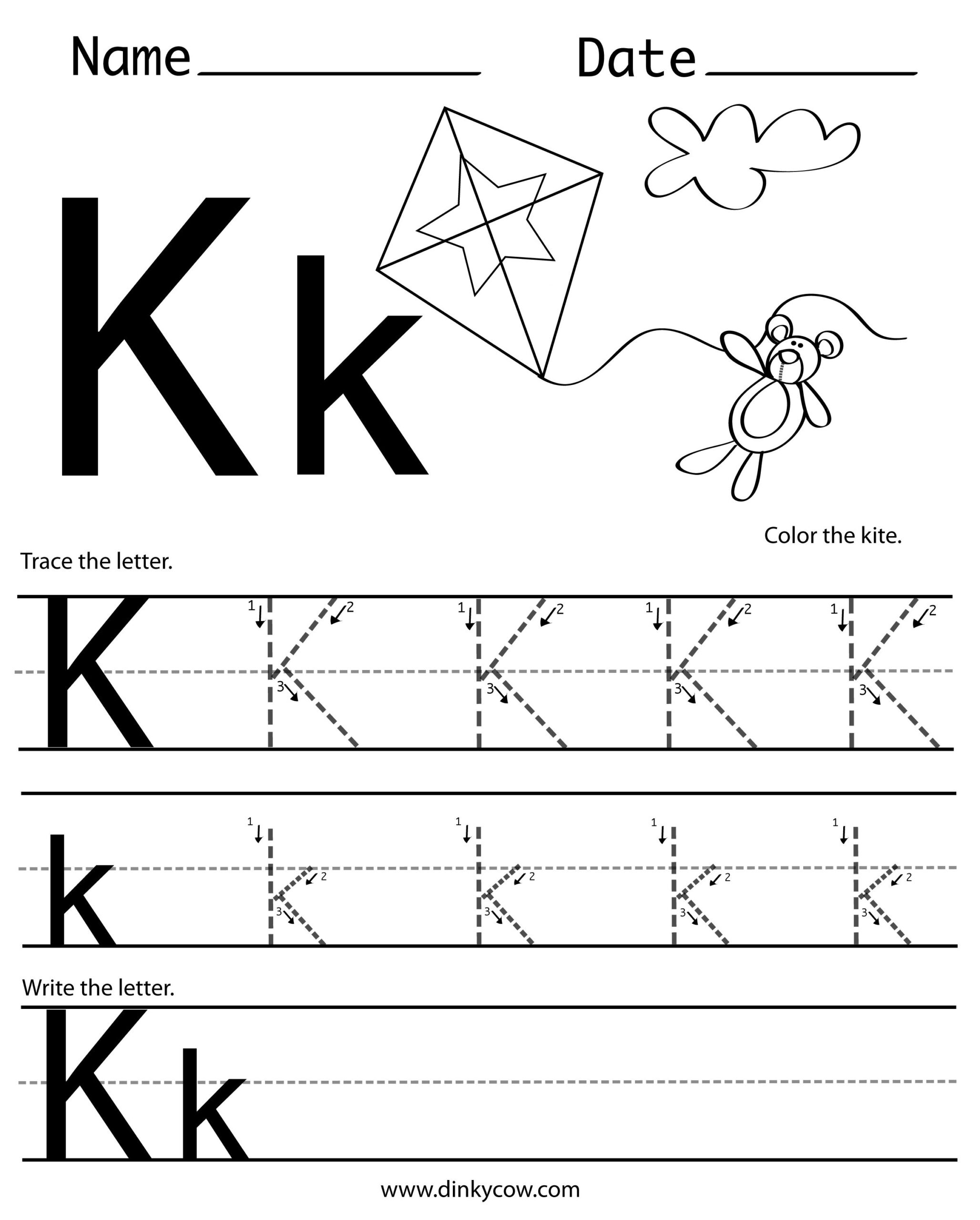 Letter Tracing K AlphabetWorksheetsFree