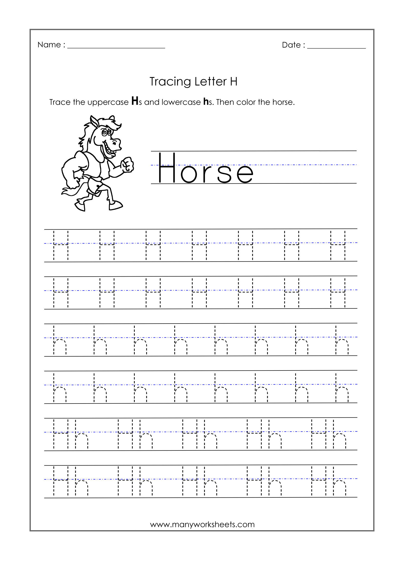 Printable Letter H Tracing Worksheets For Preschoolers Preschool Crafts 5 Best Images Of 