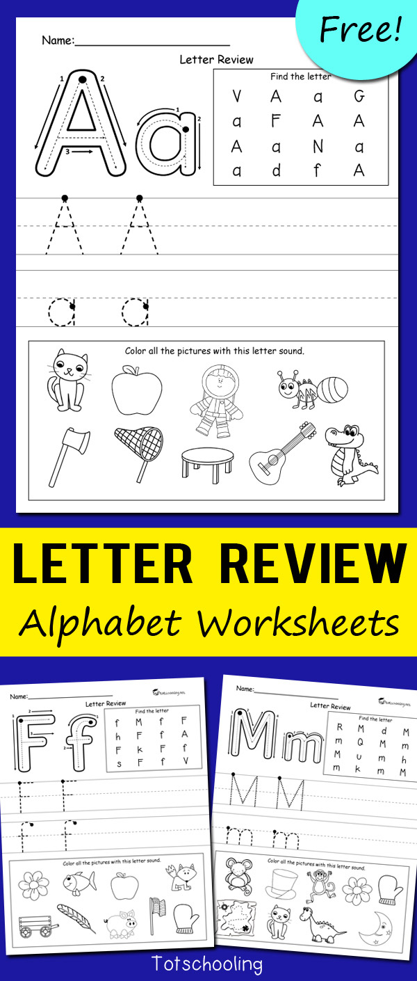 Letter Review Alphabet Worksheets | Totschooling - Toddler within Alphabet Worksheets For Nursery