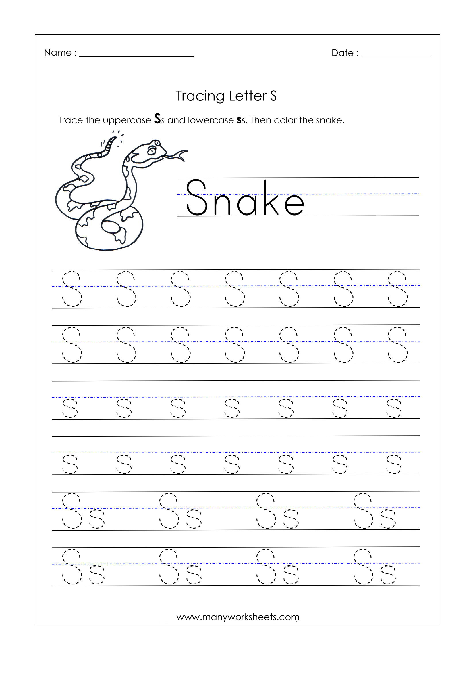 The Letter S Tracing Worksheet