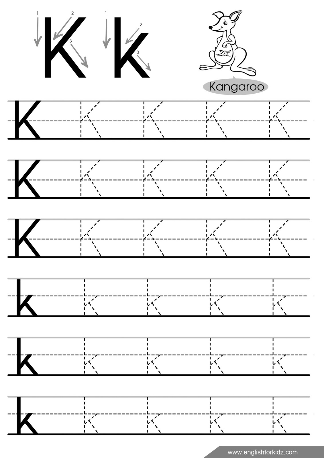 K Letter Tracing AlphabetWorksheetsFree