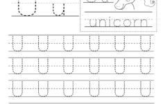 Letter U Handwriting Worksheet For Kindergarteners. This within Letter U Tracing Page