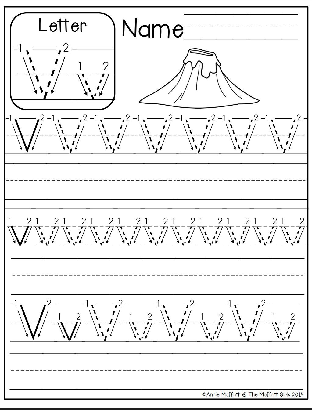 Letter V Tracing Worksheets For Preschool AlphabetWorksheetsFree