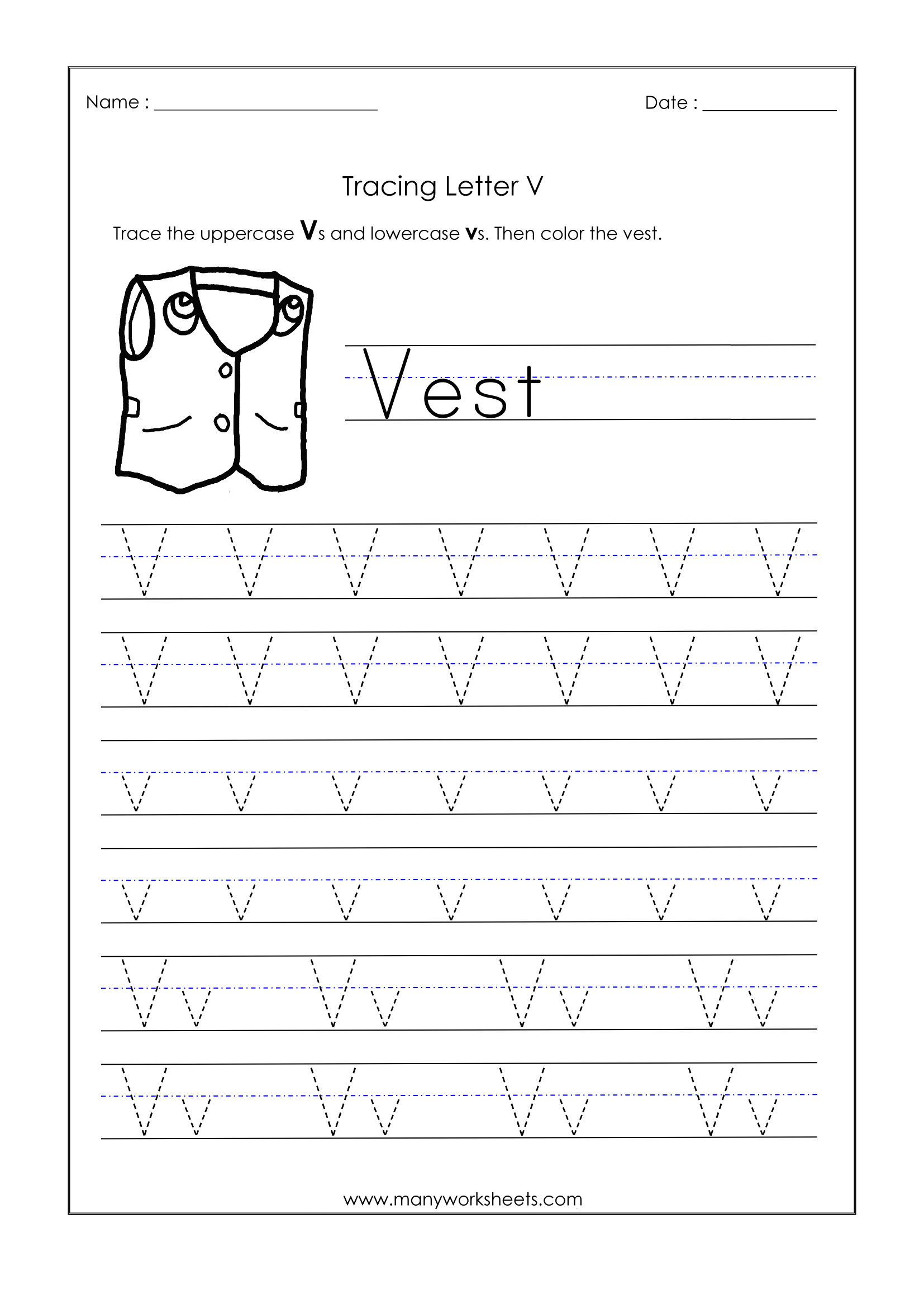 English For Kids Step By Step Letter Tracing Worksheets Letter V Worksheets To Print Activity 