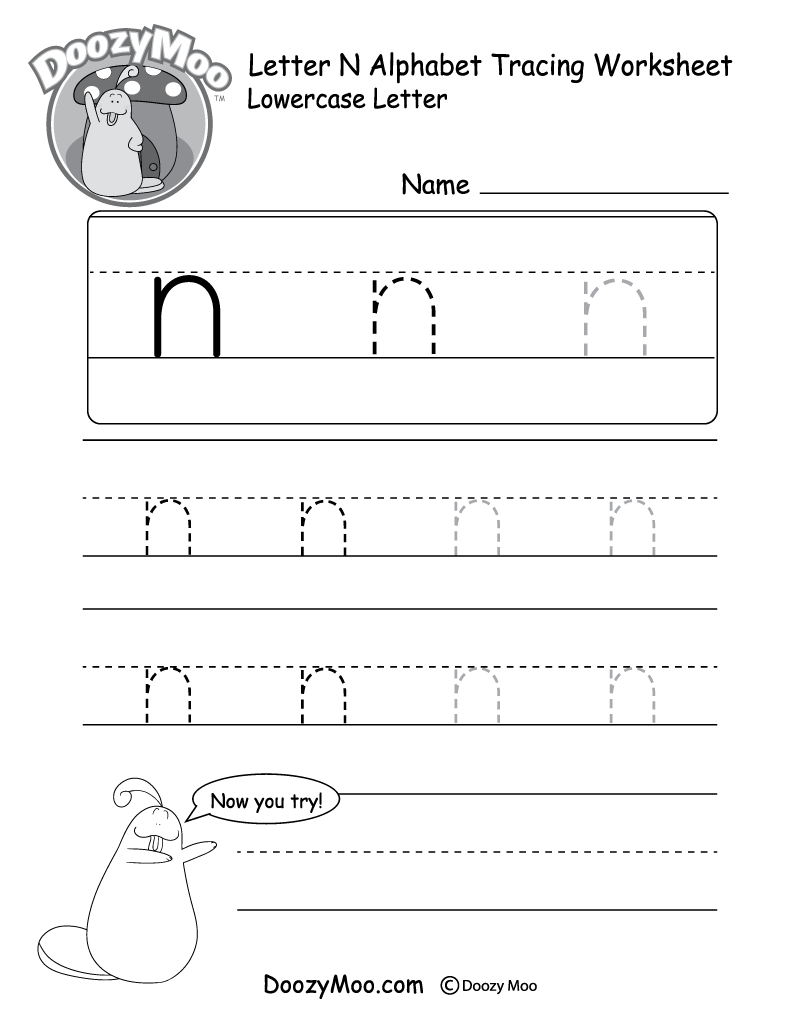 Lowercase Letter &amp;quot;n&amp;quot; Tracing Worksheet - Doozy Moo with Letter N Tracing Worksheet