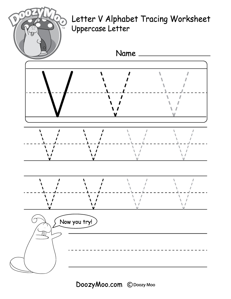 Lowercase Letter &amp;quot;v&amp;quot; Tracing Worksheet - Doozy Moo within Letter V Worksheets Free Printables