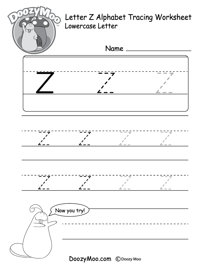 Lowercase Letter &quot;z&quot; Tracing Worksheet - Doozy Moo pertaining to Z Letter Tracing