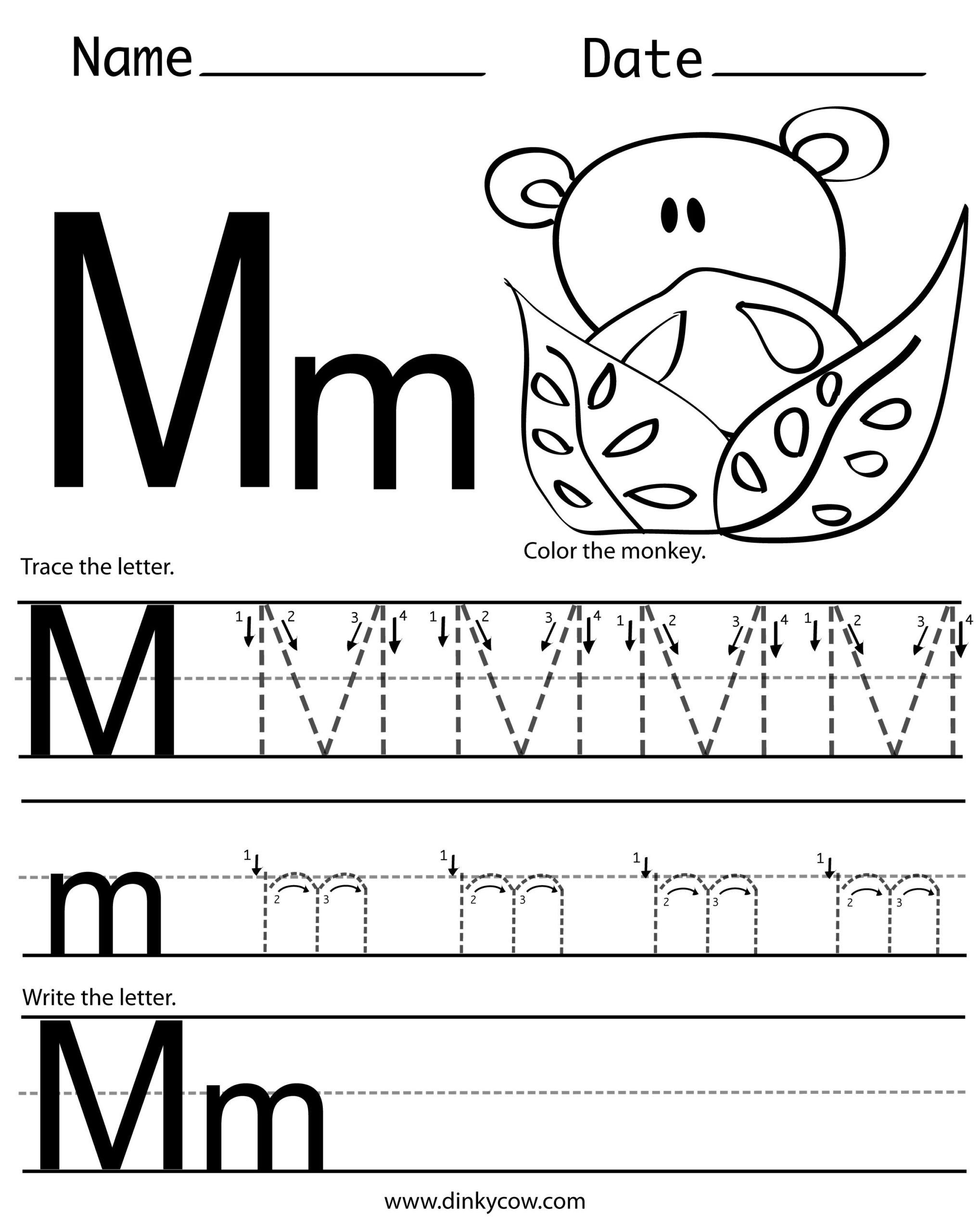 Letter M Tracing Worksheets Preschool AlphabetWorksheetsFree