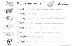 Matching, Letter Tracing, Writing - Animals - English Esl with Name Tracing And Copying Worksheets