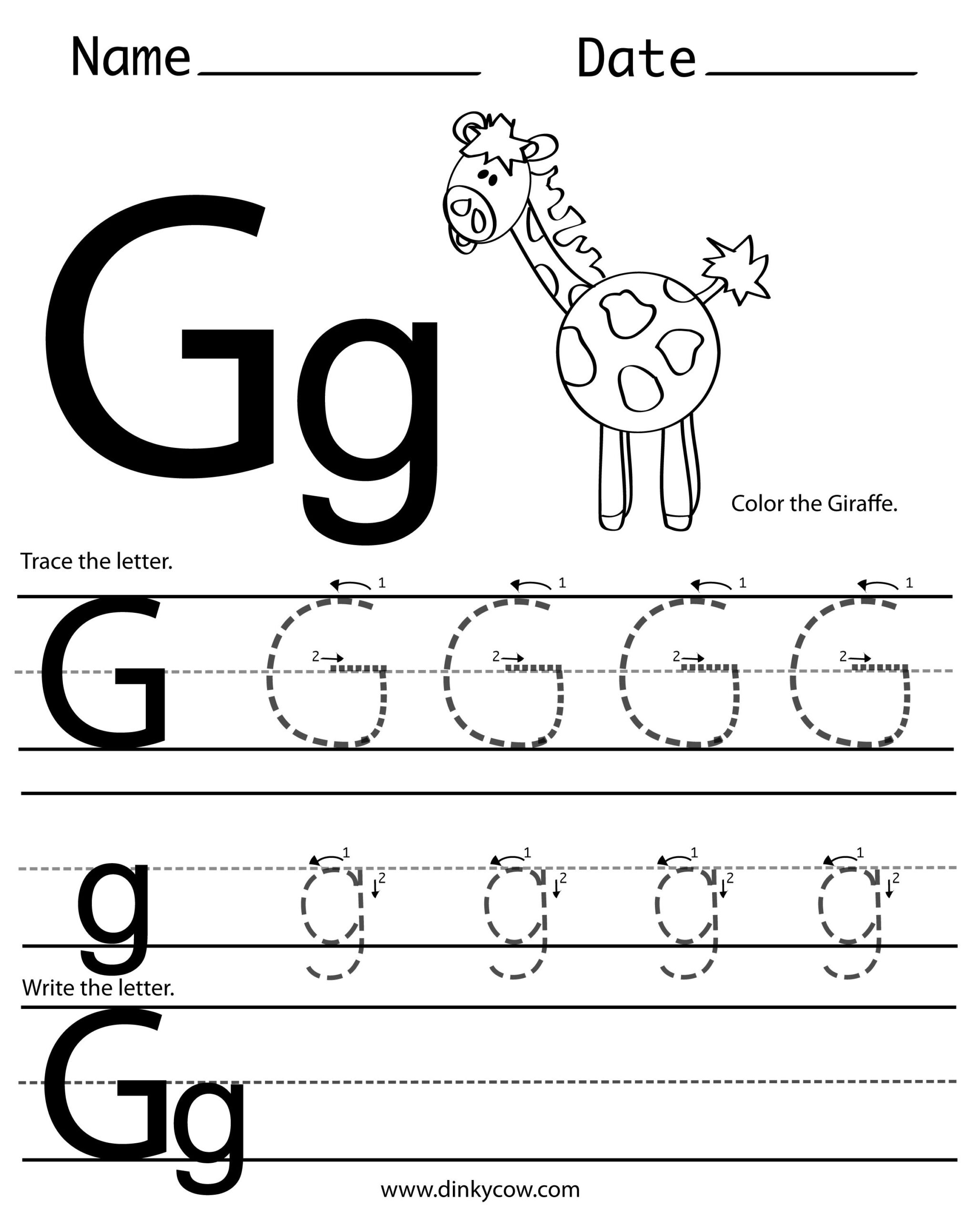 Letter G Tracing Preschool AlphabetWorksheetsFree