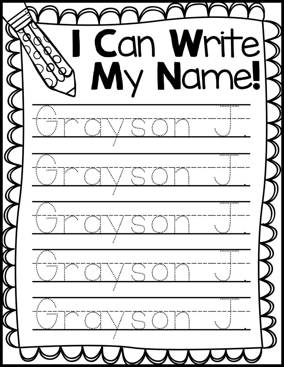 Name Writing Practice Handwriting Freebie Kindergarten Throughout 