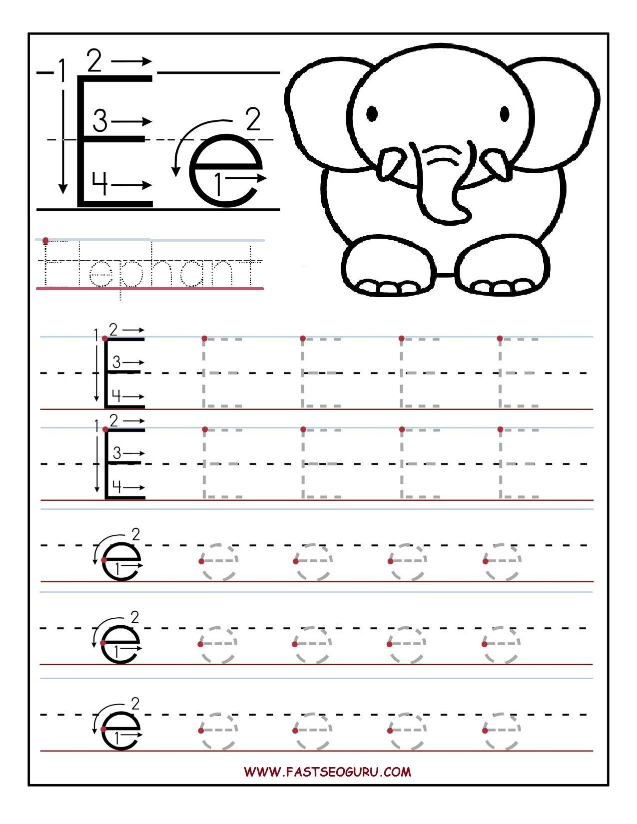 Printable Preschool Worksheets Letter E