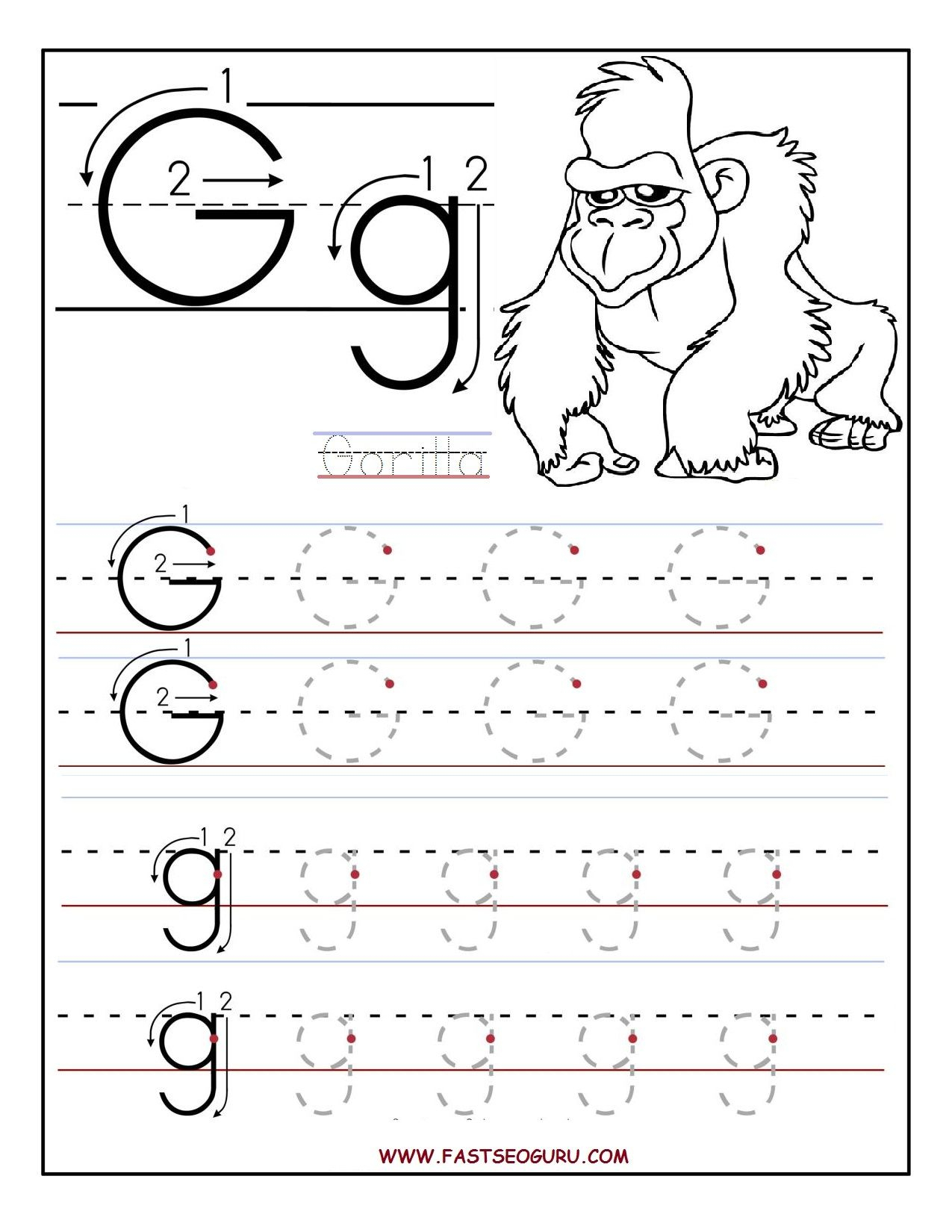 Letter G Tracing Preschool Alphabetworksheetsfreecom Tracing Letter G Worksheets For Preschool 