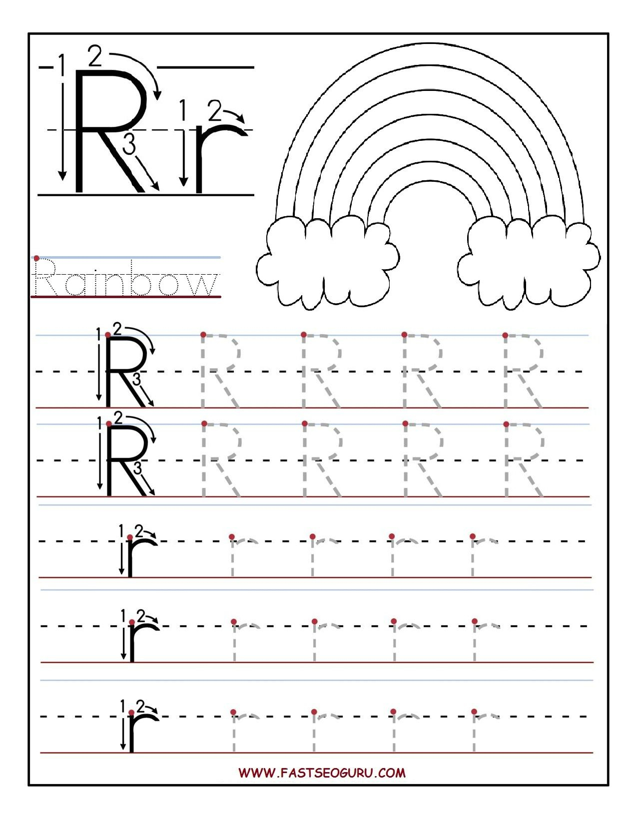 Letter R Tracing Worksheets AlphabetWorksheetsFree