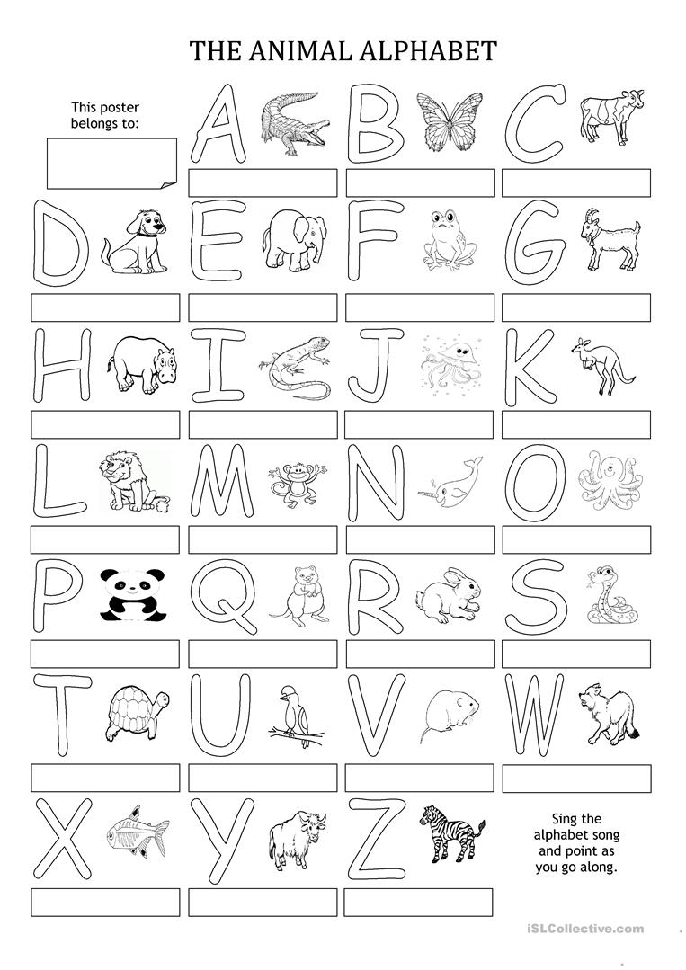 The Animal Alphabet - Poster - English Esl Worksheets For for Alphabet I Worksheets