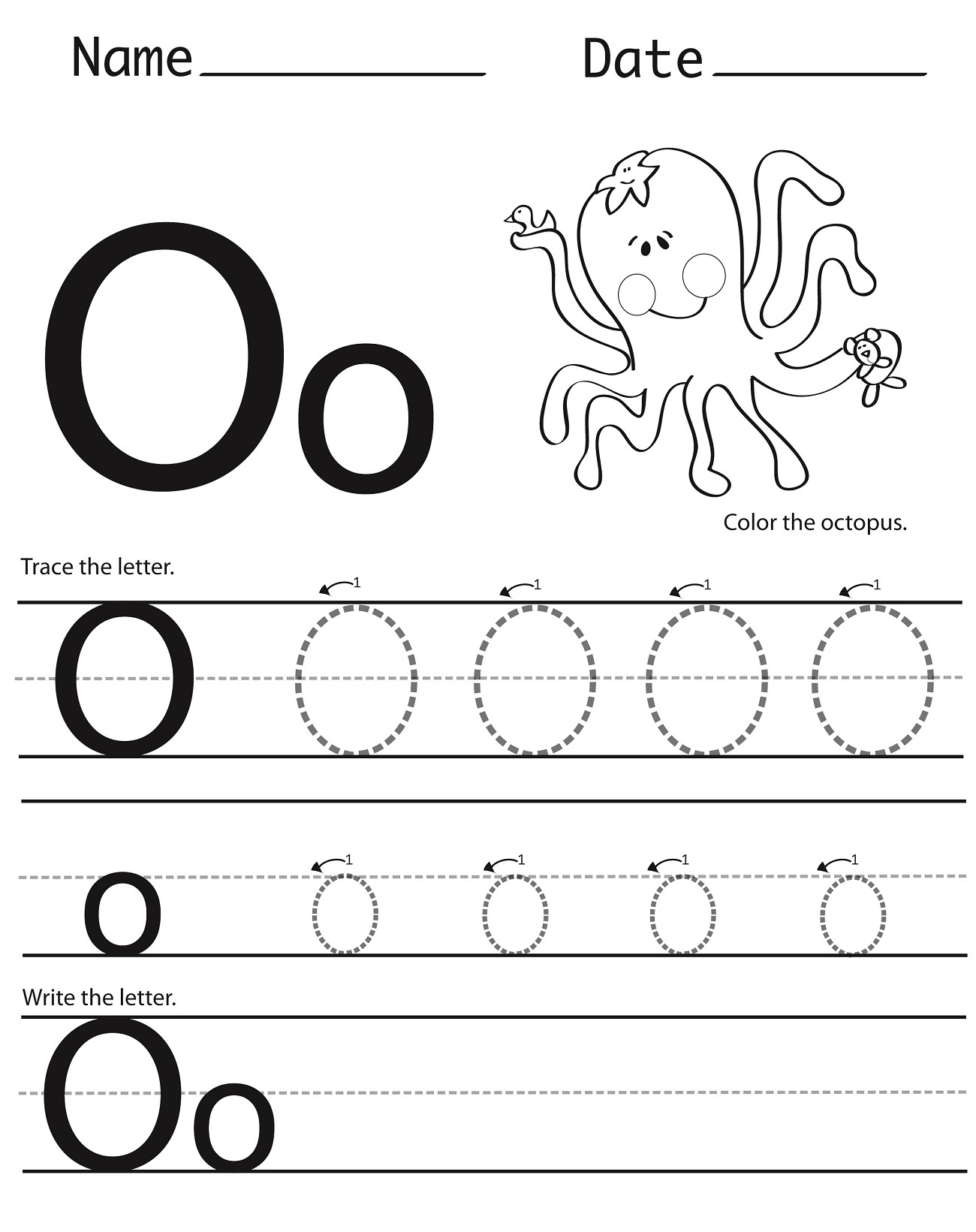 Letter O Tracing Printable AlphabetWorksheetsFree