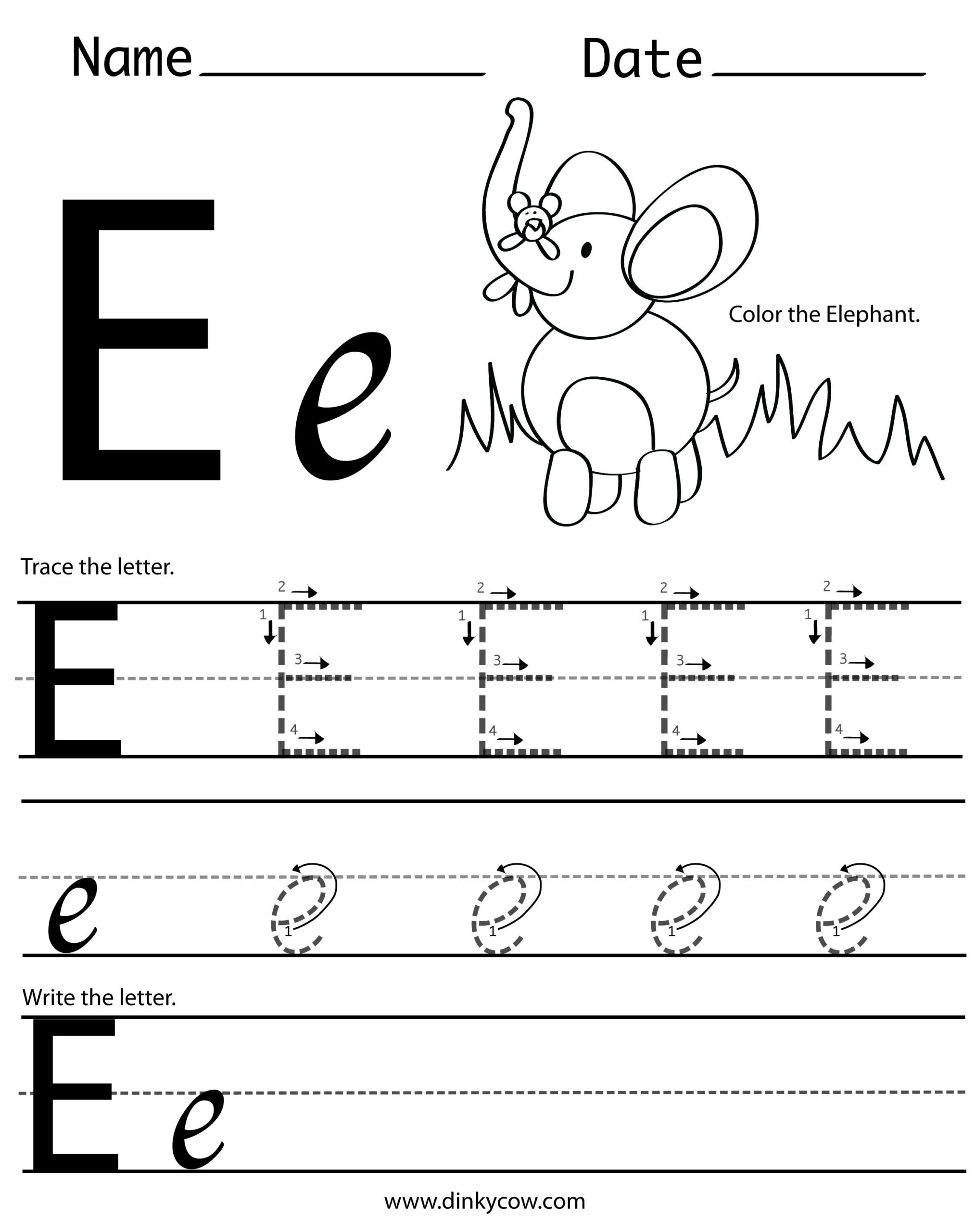 Letter E Worksheet Preschool