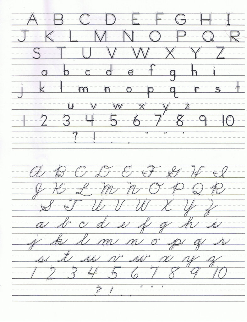 Zaner Bloser Manuscript Chart