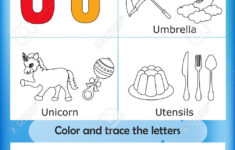 Alphabet Learning Letters &amp; Coloring Graphics Printable Worksheet.. pertaining to Letter U Worksheets For Kindergarten