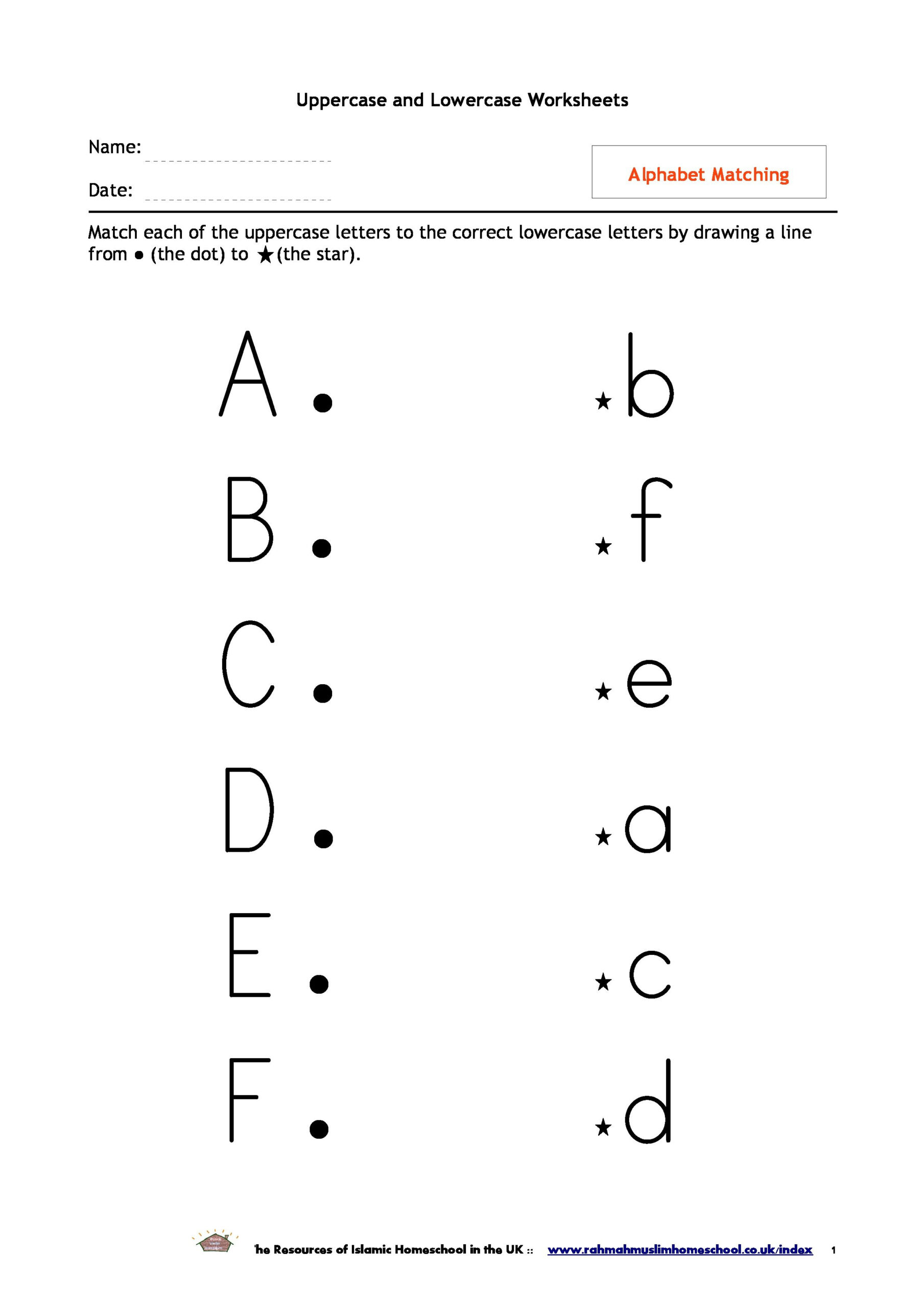 Alphabet Matching Worksheets For Preschoolers | AlphabetWorksheetsFree.com