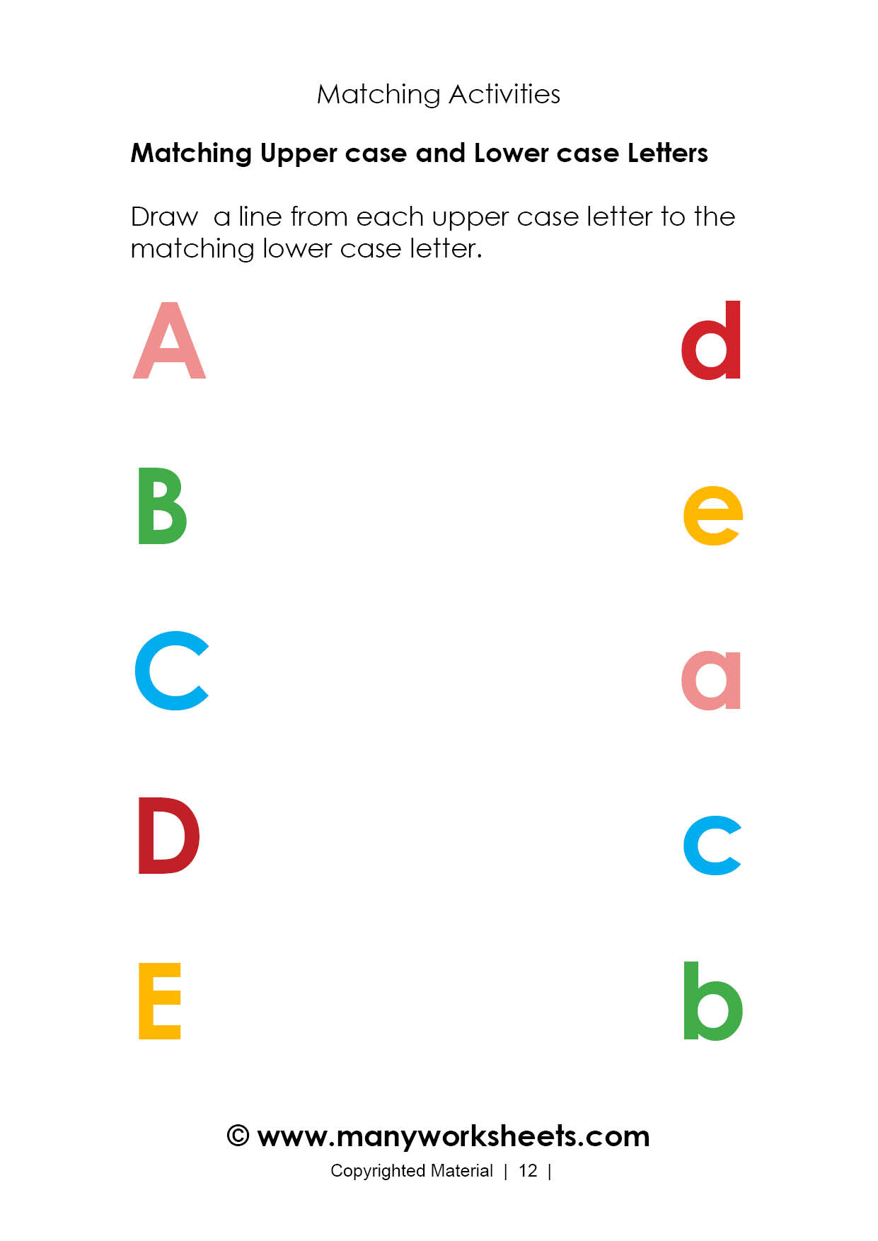 Alphabet Matching Worksheets For Preschoolers