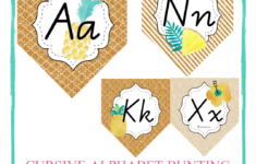 Cursive Alphabet Bunting-Gold &amp; Pineapple Theme